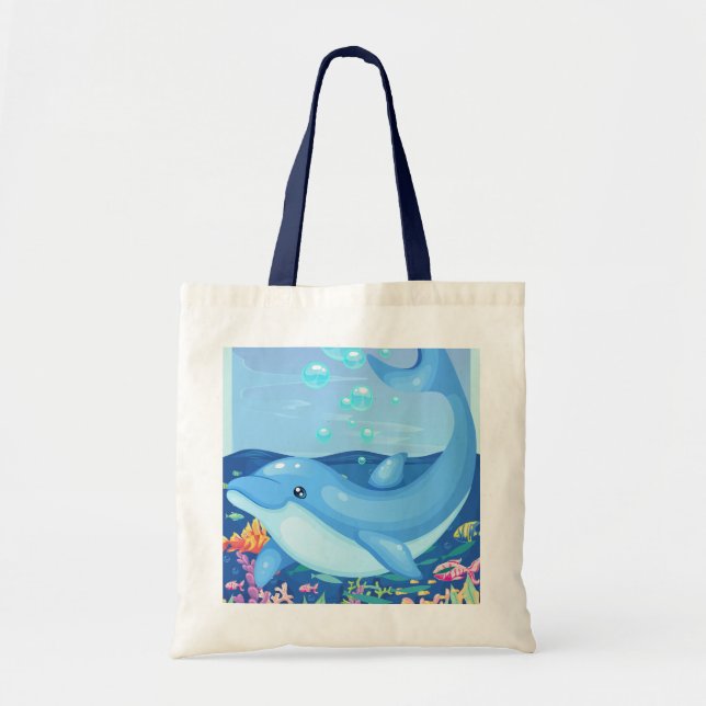 Bolsa Tote Bolhas de Golfinho Cujo Mar Vive (Frente)