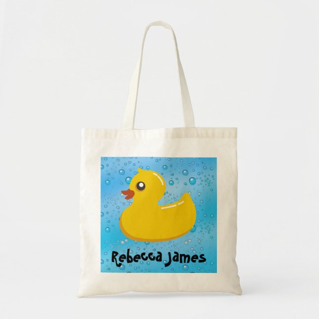 Bolsa Tote Bolhas Ducky/azuis de borracha bonitos (Frente)