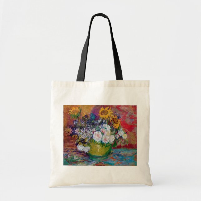 Bolsa Tote Boliche com Flores, Van Gogh (Frente)