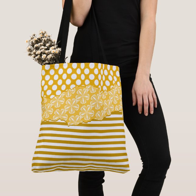 Bolsa Tote Bolinhas Amarelo Joyful Camada (Close Up)