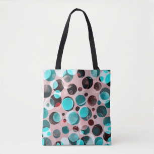 Bolsa Tote Bolinhas aquarela, padrão abstrato.
