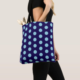 Bolsa Tote Bolinhas azuis-claras e escuras no Marinho azul