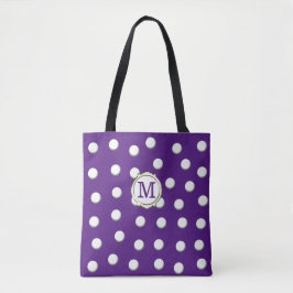 Bolsa Tote Bolinhas brancas dimensionais em roxo real