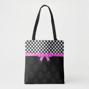 Bolsa Tote Bolinhas brancas e olhar preto dos couros