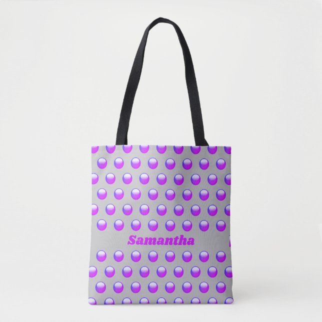 Bolsa Tote Bolinhas Brilho Roxo Criança Geométrica Bebê (Frente)