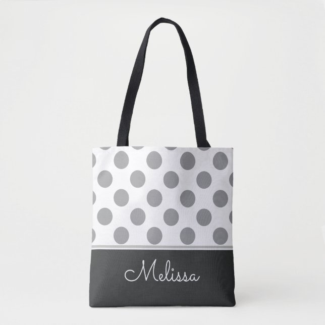 Bolsa Tote Bolinhas Cinzas| Personalizado (Frente)