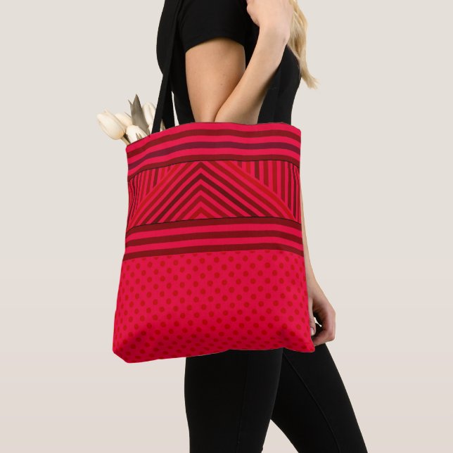 Bolsa Tote Bolinhas com abstrato vermelho sem costura (Close Up)