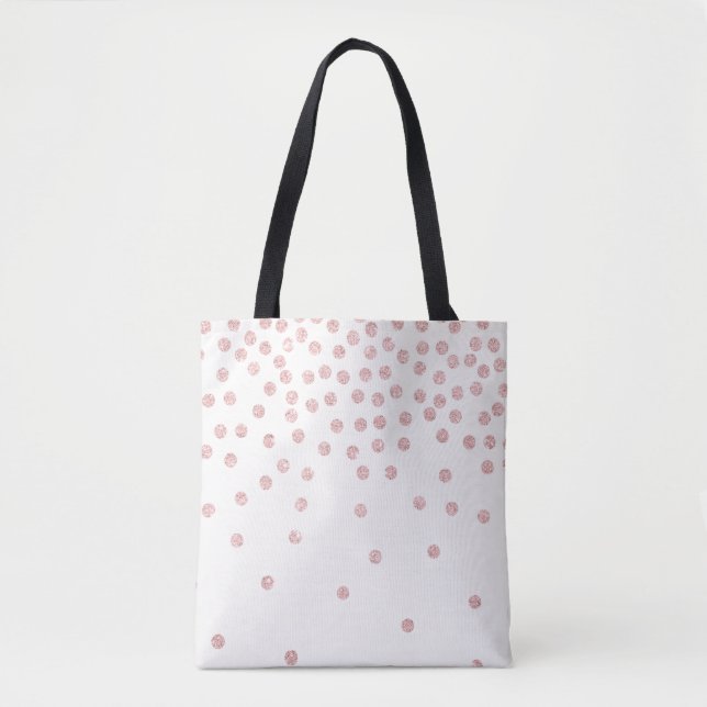 Bolsa Tote bolinhas de configuração de brilho dourado rosa (Frente)