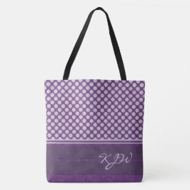Bolsa Tote Bolinhas de Lavanda no Monograma de Plum