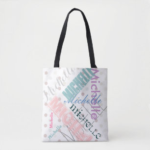 Bolsa Tote Bolinhas de Nome de Pastel