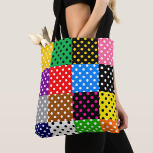 Bolsa Tote Bolinhas de Quilt de Patchwork Multicolor