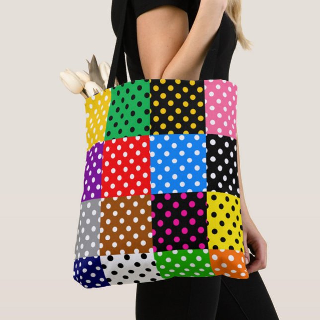 Bolsa Tote Bolinhas de Quilt de Patchwork Multicolor (Criador carregado)