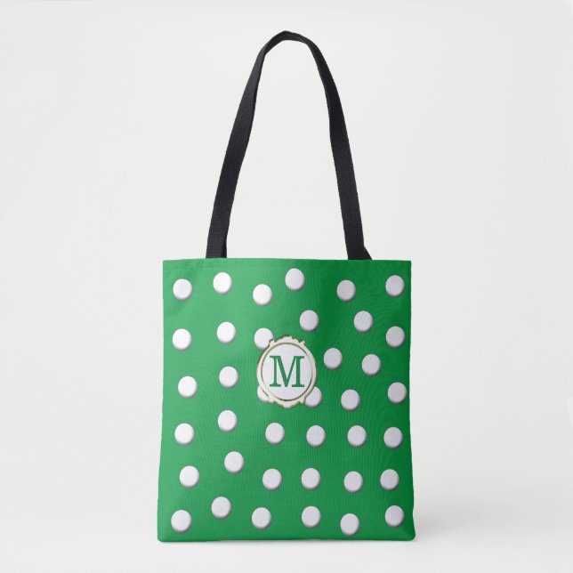 Bolsa Tote Bolinhas Dimensionais Brancas em Kelly Green (Frente)