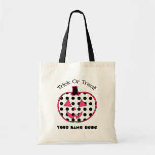 Bolsa Tote Bolinhas & doçura ou travessura cor-de-rosa da