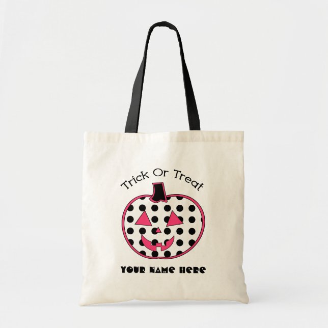 Bolsa Tote Bolinhas & doçura ou travessura cor-de-rosa da (Frente)