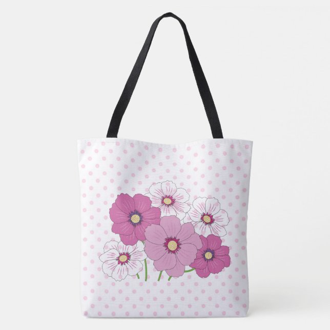 Bolsa Tote Bolinhas e Flores (Verso)