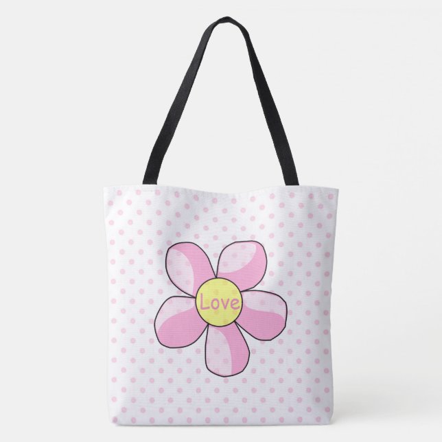 Bolsa Tote Bolinhas e Flores (Verso)