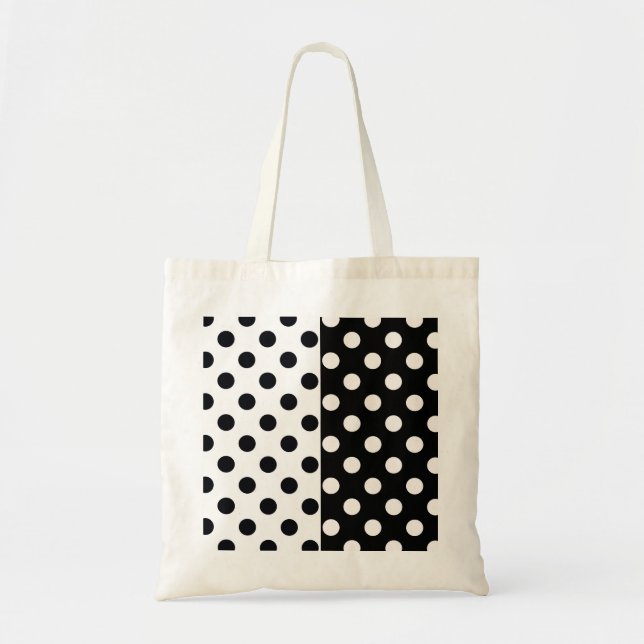 Bolsa Tote Bolinhas Inversas Pretas de Separar Cor Branca (Frente)
