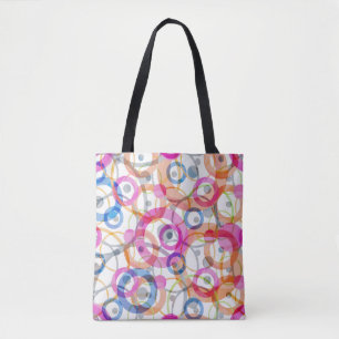Bolsa Tote Bolinhas multicolores, círculos em branco