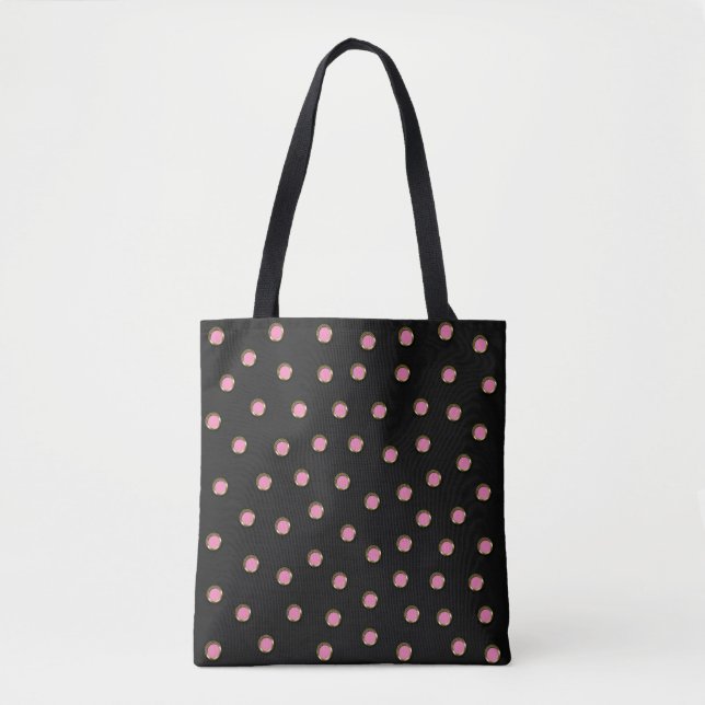 Bolsa Tote Bolinhas na Design Metálica Recidentada Rosa (Frente)