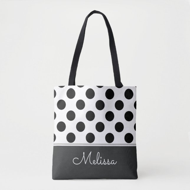 Bolsa Tote Bolinhas Pretas| Personalizado (Frente)
