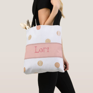 Bolsa Tote Bolinhas Rosa e Pêssego
