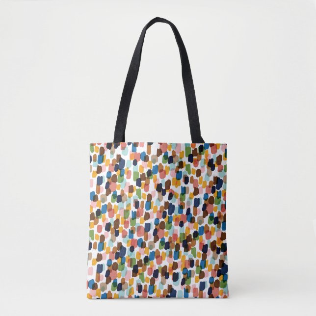Bolsa Tote Bolinhas: Tinta Mão Multicolorida. (Frente)