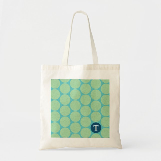 Bolsa Tote Bolinhas Verdes Chic Large Teal (Frente)