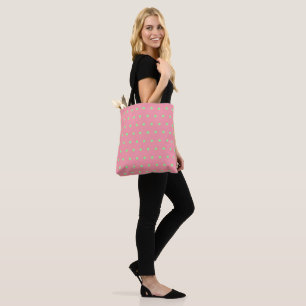 Bolsa Tote Bolinhas Verdes Geométricas Rosa