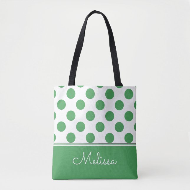 Bolsa Tote Bolinhas verdes| Personalizado (Frente)