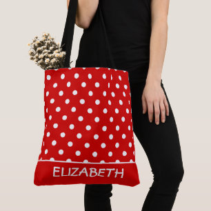 Bolsa Tote Bolinhas Vermelha e Branca de Verão Personalizada