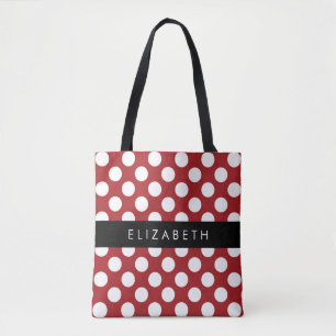 Bolsa Tote Bolinhas Vermelhas, Padrão de Bolinhas, Seu Nome