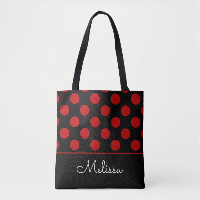 Bolsa Tote Bolinhas vermelhas | personalizado (Frente)