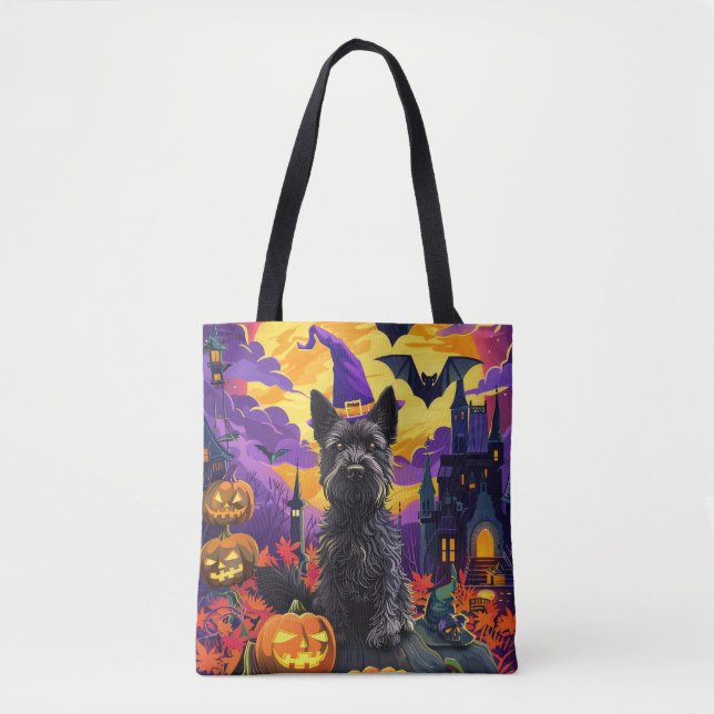 Bolsa Tote Bolinho de Bruxas de Terrier Halloween, escocês Sp (Frente)