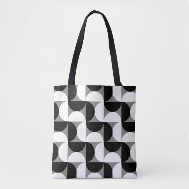 Bolsa Tote Bolinhos de Padrão do Século Médio Branco Negro (Frente)