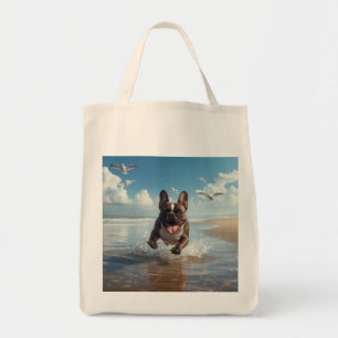 Bolsa Tote Bolldog francês Elegant Grocery Tote Bag