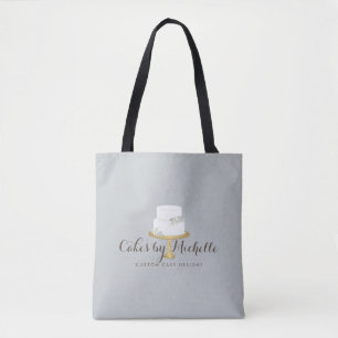 Bolsa Tote Bolo branco elegante com padaria floral