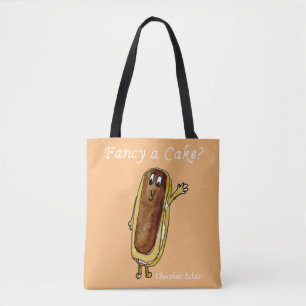 Bolsa Tote Bolo Chique Éclair de Chocolate Divertido Humor Ar