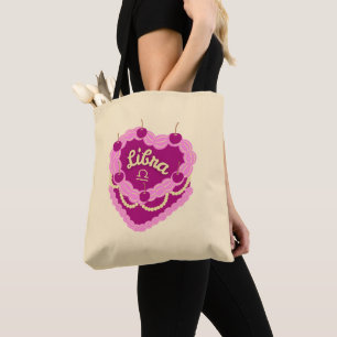 Bolsa Tote Bolo de Nascimento do Cardíaco Libra Zodiac Pastel