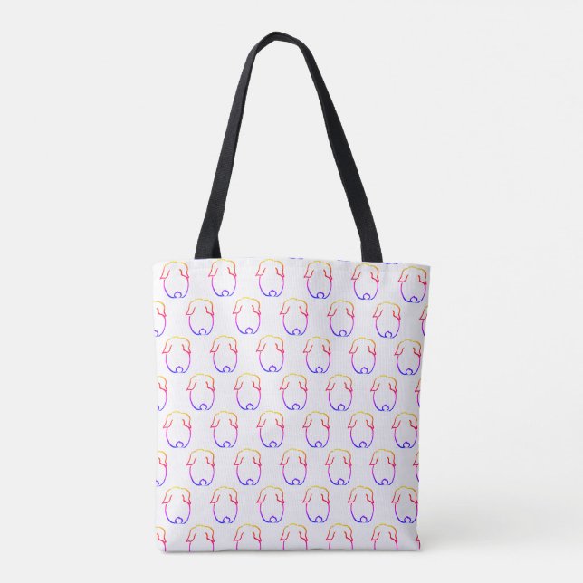 Bolsa Tote Bolo do coelho multicolorido (Verso)