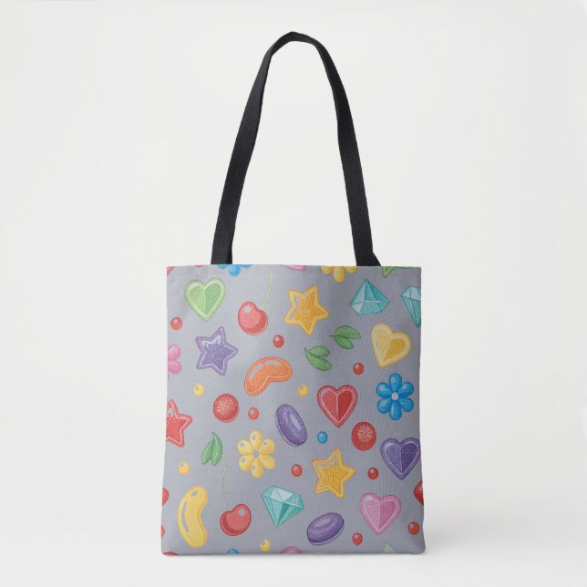 Bolsa Tote “Bolsa Colorida de Ombro com Estrelas de Doce (Frente)