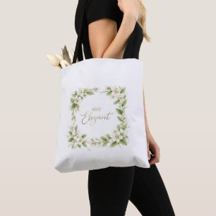 Bolsa Tote "Bolsa Elegante de Lona com Bordas de Flor de Jasm