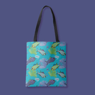 Bolsa Tote Bom Dia Nadando Peixe Coral Reef Padrão