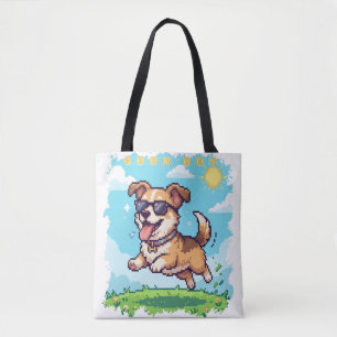 Bolsa Tote Bom Menino Pixel Cachorrinho Design de Jogos Retrô