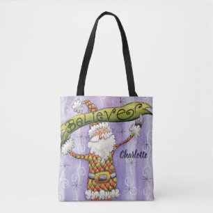 Bolsa Tote Bom Natal de Cartoon, acredito em Papai Noel