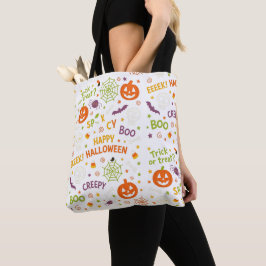 Bolsa Tote Bomba Divertida - Padrão Colorido de Halloween