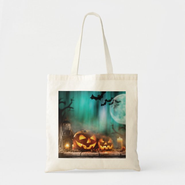 Bolsa Tote Bombas e morcegos de Halloween (Frente)