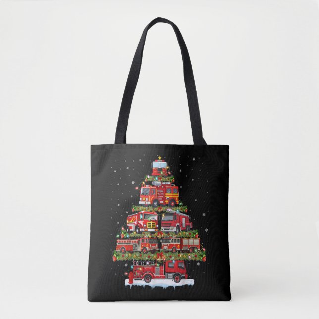 Bolsa Tote Bombeiro Luz Bombeiro Caminhão de Fogo Natal (Frente)