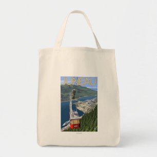 Bolsa Tote Bonde sobre poster das viagens vintage de Juneau,