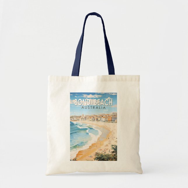Bolsa Tote Bondi Beach, Austrália, Viagem Art Vintage (Frente)